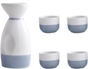5 Piece Small Ceramic,Traditional Japanese Sake Cup Set, Hand Painted Design Porcelain Pottery Ceramic Wine Glasses,with 4 Sake Cups,1 Sake Pot black
