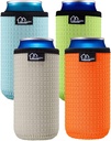 WK IEASON 12oz Slim Can Sleeves Insulators Neoprene Slim Can Covers 12OZ Beer Bottle Sleeves Coolers Holder Non-slip Neoprene Can Coolier Sleeves 4PC Pack (12OZ slim, Green/Orange/Grey/Light Blue)