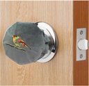 Door Knob Cover Grey with Bird Embroidered 2 PCS, Soft Velvet Wall Protector, Decorative Door Knob Cushion Not to Dent Applicances