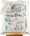 G2TUP Manhattan New York Travel Tote Bag Manhattan Landmarks Souvenirs Gift Manhattan Tour Shoulder Bag Manhattan Merch