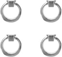 4 Pcs Square Base Drop Ring Pull Handles Zinc Alloy 40mm Diameter Round Drawer Pulls Dresser Pull Knobs (Chrome)
