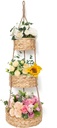 VerdantVibes Woven Wall Hanging Basket – 3-Tier Natural Water-Hyacinth Organizer for Boho Farmhouse Decor, Kitchen & Home Storage (37.4" x 11.2", Folds Flat)
