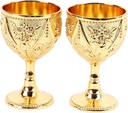 Vintage Metal Goblet, 2Pcs Metal Embossed Wine Cup Mini Goblet Chalice Goblet Shot Glasses Wine Drinking Cup Decorative Goblet(Gold)