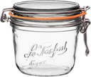Le Parfait Super Terrine - 500ml French Glass Canning Jar w/Straight Body, Airtight Rubber Seal & Glass Lid, 16oz/Pint (Single Jar) Stainless Wire