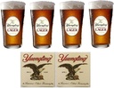 Yuengling Brewery Traditional Lager 4 Beer Pint Glass & 20 Since 1829 Bar Coasters Set