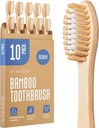 Bamboo Toothbrushes Medium Bristles 10 Pack - BPA Free Medium Bristles Toothbrushes for Adults - Eco-Friendly, Natural Wooden Toothbrush