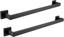LANC 2 Pack Bath Towel Bars Matte Black 24-Inch Bathroom Towel Rail Square Towel Racks Kitchen Towel Holders Stainless Steel Wall Mount Towel Hanger Towel Rods,A8804-6MB
