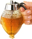 Creative Honey Syrup Dispenser Jar Cup ABS Bee Hive Trigger Storage Bottle 8 Oz Honey Dispenser No Drip, Maple Syrup Dispenser, Honey Jar with Stand Honey Comb Shaped Honey Pot