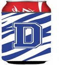 Caroline's Treasures CJ1034-DCC Letter D Initial Tiger Stripe Blue and White Can or Bottle Hugger Cooler Washable Drink Sleeve Collapsible Beverage Insulated Holder, Can Hugger, Multicolor
