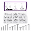 Swpeet 300 Pack M4 M5 M6 × 10mm 14mm 20mm 25mm Solid Aluminum Brazier Head Rivets, Aluminum Rivet, Plain Finish, Universal Head, High Corrosion Resistance for Repairing Boats, Aircraft, Making Armor