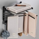 20 Inch Bathroom Towel Shelf with 5-Arms Swivel Towel Bars 180° Rotation Aluminum Towel Racks with Foldable Shelf and Towel Hooks for Bathroom Kitchen Toilet Hotel Office