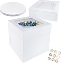 5 Pack Cake boxes with Cake boards,Disposable Cake Carrier,Dessert Transport Container with Lids and window,White Bakery Boxes for Cookies Pies Cupcakes Pastry (8x8x8in)
