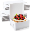 Ireer 50 Pack 10 x 10 x 5 Inch White Cake Boxes Cardboard Bakery Boxes for Pie Pastry Cookie