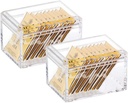 Sizikato 2pcs Clear Acrylic Sugar Packet Holder with Lid, Square Tea Bag Bowl, 4 Inches