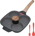 Egg Pan, Egg Frying Pan with Lid Nonstick 4 Cups Pancake Pan Fried Egg Pan for Breakfast - Black