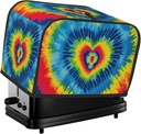 Heart Rainbow Tie-Dyed Toaster Cover 2 Slice, Two Slice Bread Machine Covers Quilted Toaster Dust Cover Universal Size Kitchen Small Appliance Cover With Top Handle