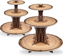 PANGU 2 Pack Rustic Wood Cupcake Stand for Party, 3-Tier Cardboard Cupcake Tower Holder for Baby Shower, Birthday, Camping, Safari Theme, Woodland Party Decorations, Dessert Display Tray (Wood Grain Look)