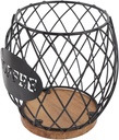 Coffee Pod Storage Organizer - Large Capacity Metal Basket With Solid Wood Base, Kaffeekapsel Korb Easy Access Design, Kaffeekapsel Korb With Solid Wood Base, Easy Access Design For Home Coffee Bar