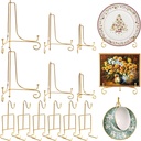 6 Pcs 3 Size Gold Plate Stands for Display, 4 6 8 Inch Plate Holder & 6 Cup and Saucer Display Stand for Displaying Picture Frames, Book, Card, Mug Organizer, Bowl, Decorative Plates, Tablet and Art