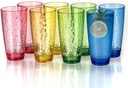 26oz Colorful Acrylic Glasses Drinkware (Set of 8), Hammered Design Shatter-Proof Plastic Cups, Reusable Plastic Drinking Tumblers, Stackable, BPA-Free, Dishwasher-Safe…