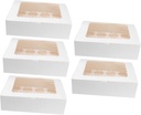 Luxshiny 5pcs White Cupcake Boxes with Window Cavity Muffin Container for Parties Gatherings and Picnics Design for and Reuse