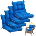 Marsui 4 Pcs Outdoor Indoor High Back Chair Cushions Patio Furniture Tufted Pillow with Ties All Weather Replacement Outdoor Rocking Chair Cushions, 42 x 21 Inches (Blue)