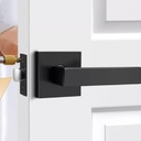 Entrance Lever Door Handle, Lock with Three Keys Heavy-Duty Locking Door Handle for Office or Front Doors Universal Doors Knob Hardware, Easy Installation (Color:Black)