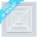 Fits 24x24 Steel T-Bar Drop Ceiling Grid | 2x2 Feet Lay in Steel Air Supply Diffuser with Round 10" [Neck Size] by Handua | 3 Cone | Drop Celing Vent | White | Outer Dimension: 23-3/4" x 23-3/4"