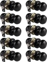 Probrico Door Knob 10 Pack, Matte Black Door Handles Colonial Ball Knob, Interior Passage Function Knobs for Closet Hallway