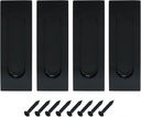 4 Pcs 4.7" Finger Flush Pulls - Aluminum Alloy Recessed Barn Door Handle - Rectangular Sliding Closet Handles for Drawers Cabinet Pocket Door - Black(Width: 40mm)