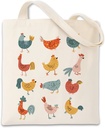 Canvas Tote Bags for Women, Colorful Chicken Tote Bag, Reusable Grocery Bags, Big Capacity Shopping Work Bag, Suitable for Market, Advertising, Promotion, Gift, Activity