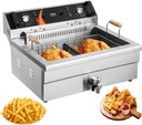 VEVOR Commercial Deep Fryer, 3000W Electric Turkey Fryer with Basket, Large Capacity 30.6Qt / 29L Countertop Single Oil Fryer, Stainless Steel, Temp Control, for Kitchen Restaurant Use, Silver