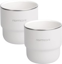 Normcore 2 Pack Espresso Coffee Cup Set, 7 oz Coffee Tumbler with Ceramic Coating, 210ml Double Wall Espresso Cup Mug For Cafe Mocha, Latte, Cappuccino, Tea, White