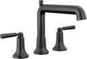 Delta Saylor Roman Tub Faucet, Matte Black Deck Mount Bathtub Faucet, Matte Black T2736-BL (Valve Not Included)