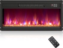 Tangkula 26” Electric Fireplace Insert, Recessed 1500W Fireplace Heater with Remote Control, 0.5-9H Timer, Adjustable Flame & Ember Bed Color, Thermostat and Overheat Protection