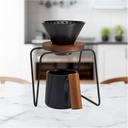ChefWave Artisan Series Pour-Over Coffee Maker Set with Ceramic Cone, Wood Ring and Stainless Steel Stand, 1-2 Cup Personal Size - Bamboo Accents, Easy to Clean, BPA Free