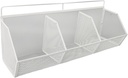 Hanging Basket,Wall Mounted Storage Organizer for Kitchen Bathroom Laundry Room, Metal Wire Storage Basket, 3 Grids with Open Design, Large Capacity, Strong Adhesion (White)