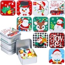 20 Pcs Christmas Cookie Tins with Lids Christmas Tins and Boxes Santa Snowman Elk Candy Box Tinplate Candy Bins Decorative Novelty Treat Gift Funny Stocking Stuffers for Holiday Gifts