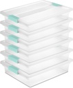 Sterilite 6-Pack Clip Box, Stackable Clear Plastic Bins with Latching Lids, Large - Writing, Arts or Crafts Supplies Storage Containers for Home, Office, Classroom and Workshop Organization