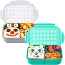MISS BIG Bento Box,Bento Box for Kids,Lunch Box Kids,Ideal Leakproof Kids Lunch Box,Lunch Containers No BPAs and Chemical Dyes,M/W,D/W & Fridge Safe(Green & Gray)