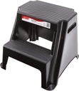 Rubbermaid 2-Step Molded Plastic Step Stool, Lightweight with Slip Resistant Treads and Non-Slip Feet, Black (Amazon Exclusive)
