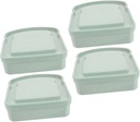 DECHOUS 4pcs Sandwich Boxes Toast Shaped Portable Lunch Containers Leakproof Sealing Storage for Work Picnic Travel Light Green