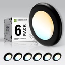 ASD 6 Pack LED Disk Lights 4 Inch, 10W 5CCT 2700K-5000K 685LM CRI90+, Dimmable Flush Mount Ceiling Light Fixture, Low Profile Surface Mount Disc Lights, Junction Box or Recessed Can Install, UL
