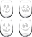 Set of 4 Wine Glass Goblet Jack O' Lanterns Halloween Collection (17 oz Stemless)