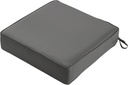 Classic Accessories Montlake Water-Resistant 21 x 21 x 5 Inch Square Outdoor Seat Cushion, Patio Furniture Chair Cushion, Light Charcoal Grey, Patio Furniture Cushion Covers