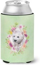 Caroline's Treasures CK4353CC West Highland White Terrier Green Flowers Can or Bottle Hugger Cooler Washable Drink Sleeve Collapsible Beverage Insulated Holder, Can Hugger, Multicolor