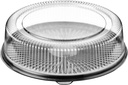 Darnel 11" Round Cake Container. Black 11" Base and Clear 3" High Dome Lid. Pack of 50 Sets. Designed to Enhance the Presentation, Storage and Transport of Cakes and Other Baked Goods.