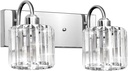 Bathroom Vanity Light, Modern, Brushed Nickel, 2 Light, 13.78x7.09x8.28 inches, Wall Mount, Non Removable, Indoor, E26 Socket, Dimmable, LED