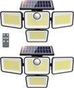 4500LM Solar Lights Outdoor, 4 Adjustable Heads Motion Sensor Lights, 3 Mode, 6500K, IP65 Waterproof Solar Security Wall Lights, Remote Control Flood Lights, Graden, Outside, Backyard, 2 Pack