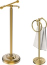 Toilet Paper Holder Stand and Hand Towel Holder Stand Set, Bathroom Hardware Set (2 Pieces, Brushed Gold)